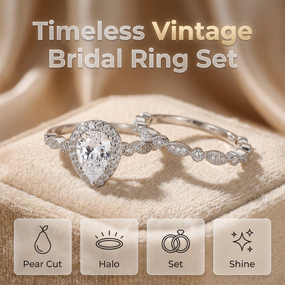 Pear-Shaped Teardrop Engagement Ring Set