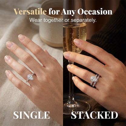 Pear-Shaped Teardrop Engagement Ring Set
