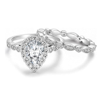 Pear-Shaped Teardrop Engagement Ring Set