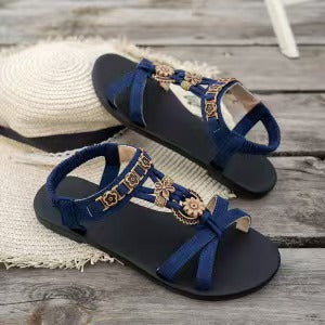 👡 LIMITED-TIME 50% OFF! 🌸 Women's Round Toe Flat Sandals – Breathable, Adjustable, Bohemian Charm ✨