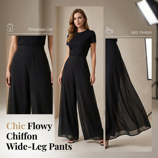 ⏰💰 50% OFF – Women's Flowing Chiffon Wide-Leg Pants – Effortless Elegance | Breathable & Flowy | Perfect for Work, Beach & Date Night 🌊✨👖