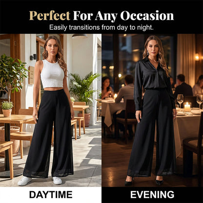 ⏰💰 50% OFF – Women's Flowing Chiffon Wide-Leg Pants – Effortless Elegance | Breathable & Flowy | Perfect for Work, Beach & Date Night 🌊✨👖