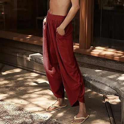 Women's Casual Elastic Waist Wide Leg Pants
