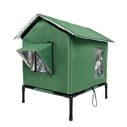 🔥Time-Limited Special💥All-Weather Elevated Outdoor Cat House – Waterproof Oxford Cloth, Thermal Aluminum Lining & Foldable Design 🌧️