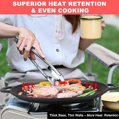 Free Shipping: Non-Stick Cast Iron Griddle Pan with Handles