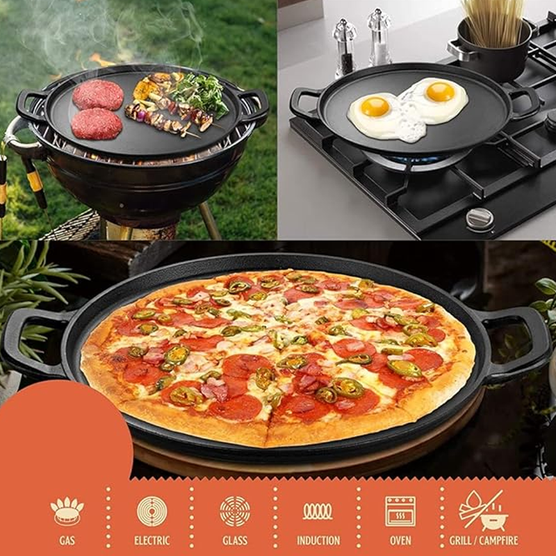 Free Shipping: Non-Stick Cast Iron Griddle Pan with Handles