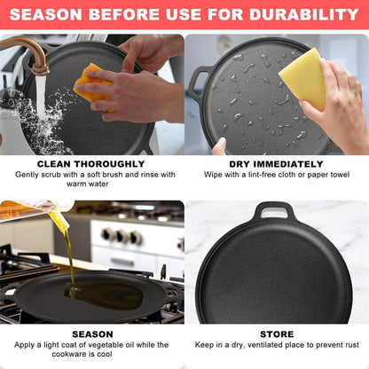 Free Shipping: Non-Stick Cast Iron Griddle Pan with Handles