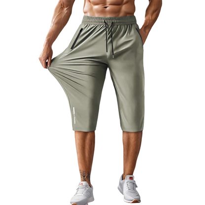 🩳50% OFF NOW! 🏃 Men's Quick-Dry Sports Capri Pants – Stretchy & Breathable with Secure Zipper Pockets – Elastic Waist & Versatile Fit 🧘‍♂️