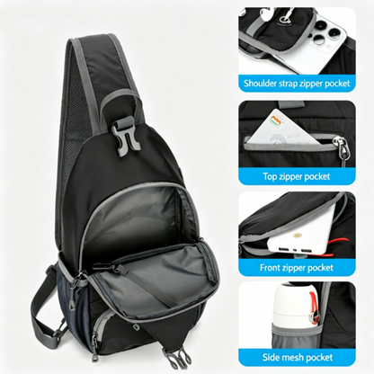 🎒 LIMITED-TIME 50% OFF! ✨ Men's Outdoor Sling Bag – Multi-Pocket, Water-Resistant, Breathable Back 🌦️