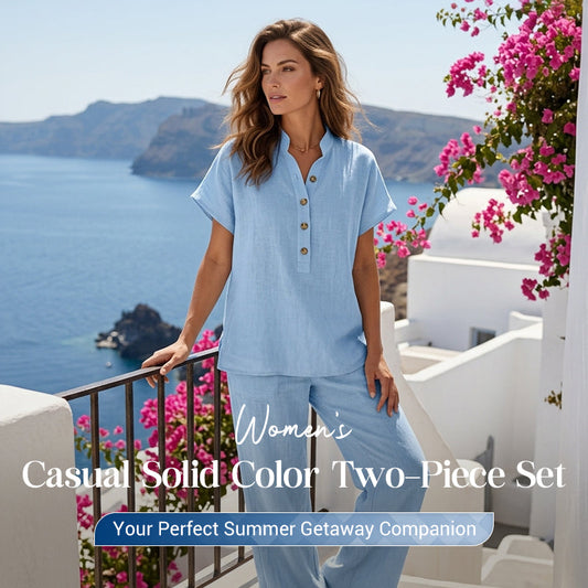 ⏳50% off⏰Women's Casual Solid Color Two-Piece Set👚👖