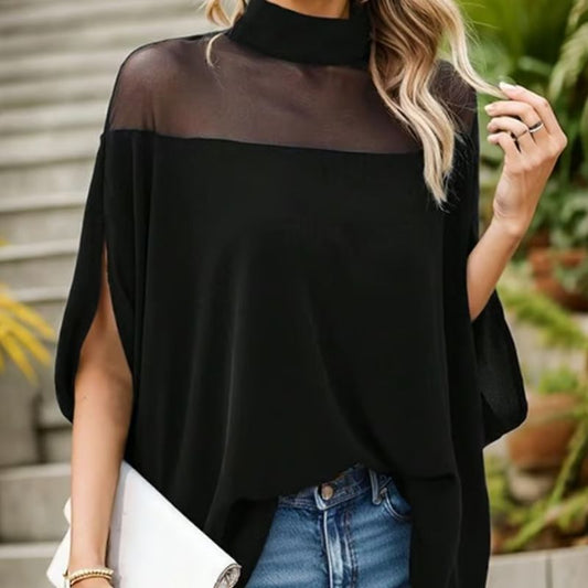 💐 50% OFF! Women's Casual High-neck Batwing Blouse – Breezy & Relaxed Fit for All-Day Comfort ☁️🍃【Limited Offer】