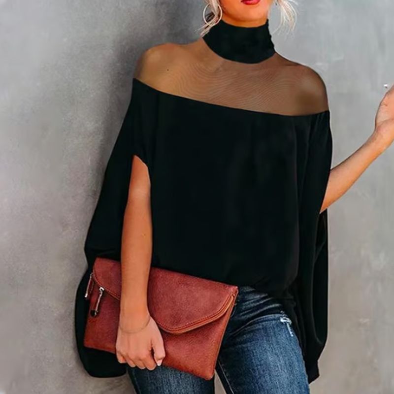 💐 50% OFF! Women's Casual High-neck Batwing Blouse – Breezy & Relaxed Fit for All-Day Comfort ☁️🍃【Limited Offer】