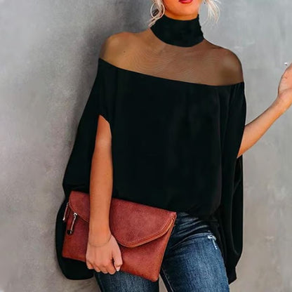 💐 50% OFF! Women's Casual High-neck Batwing Blouse – Breezy & Relaxed Fit for All-Day Comfort ☁️🍃【Limited Offer】