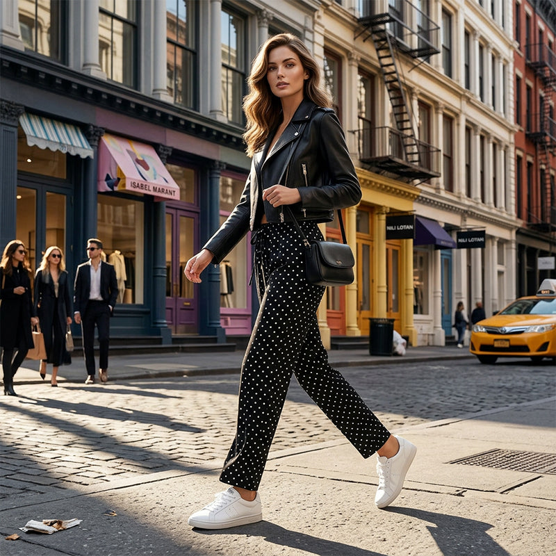 🌬️👖Chic Dots, Breezy Moves ✨💃Women's Polka Dot Wide-Leg Pants