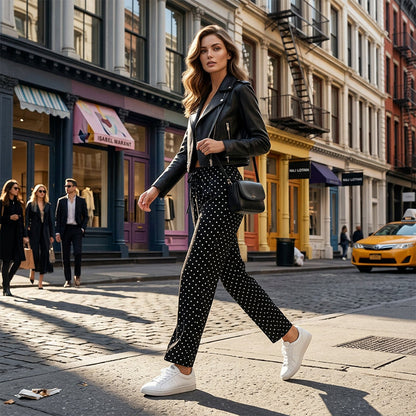 🌬️👖Chic Dots, Breezy Moves ✨💃Women's Polka Dot Wide-Leg Pants