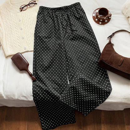 🌬️👖Chic Dots, Breezy Moves ✨💃Women's Polka Dot Wide-Leg Pants