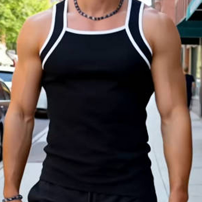 👕 50% OFF NOW! 💪Men's Contrast Piping Ribbed Muscle Tank