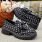 🎀👞Playful Chic, Bold Steps ✨Women's Polka Dot Bow Platform Loafers