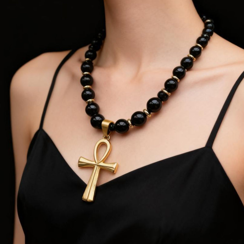 ⏰ 50% OFF – Vintage Hematite Cross Necklace | Limited Time! Adjustable Length, Heavy-Duty, Rust-Free