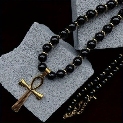 ⏰ 50% OFF – Vintage Hematite Cross Necklace | Limited Time! Adjustable Length, Heavy-Duty, Rust-Free
