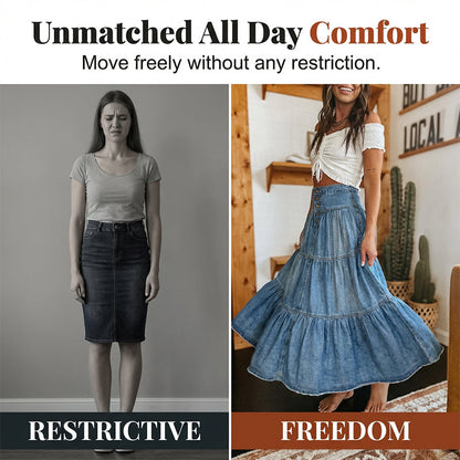 50% OFF ✨ High-Waisted Denim Maxi Skirt – Cute, Comfy & Ready for Irish Weather