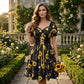 👗 50% OFF NOW!🌸 Women's Print Puff Sleeve Dress – Floral Mini Dress – Square Neck & Ruffle Hem – Summer Casual Party Sundress 🌿