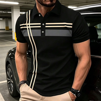 💐50% OFF! Men’s Collared Striped Top – Stylish for Office or Vacation 🏖️💼【Limited Stock】