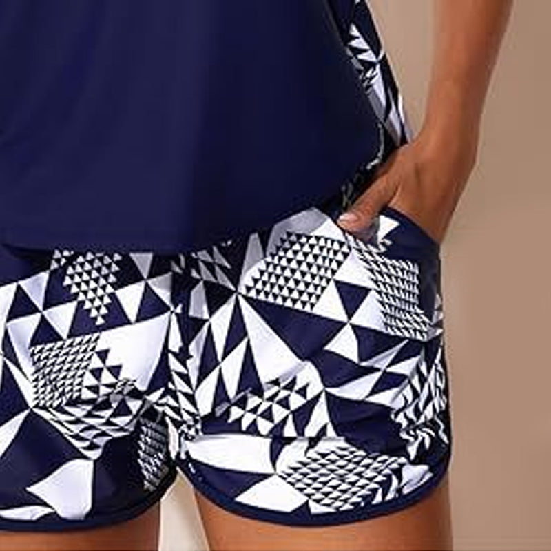 📢📢50% OFF !! ⏰Color-Blocking Printed Loose Swimsuit Set👙💕