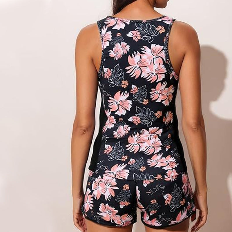 📢📢50% OFF !! ⏰Color-Blocking Printed Loose Swimsuit Set👙💕
