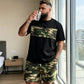 📢📢50% OFF !! ⏰Men's Camouflage Print T-Shirt & Shorts Set