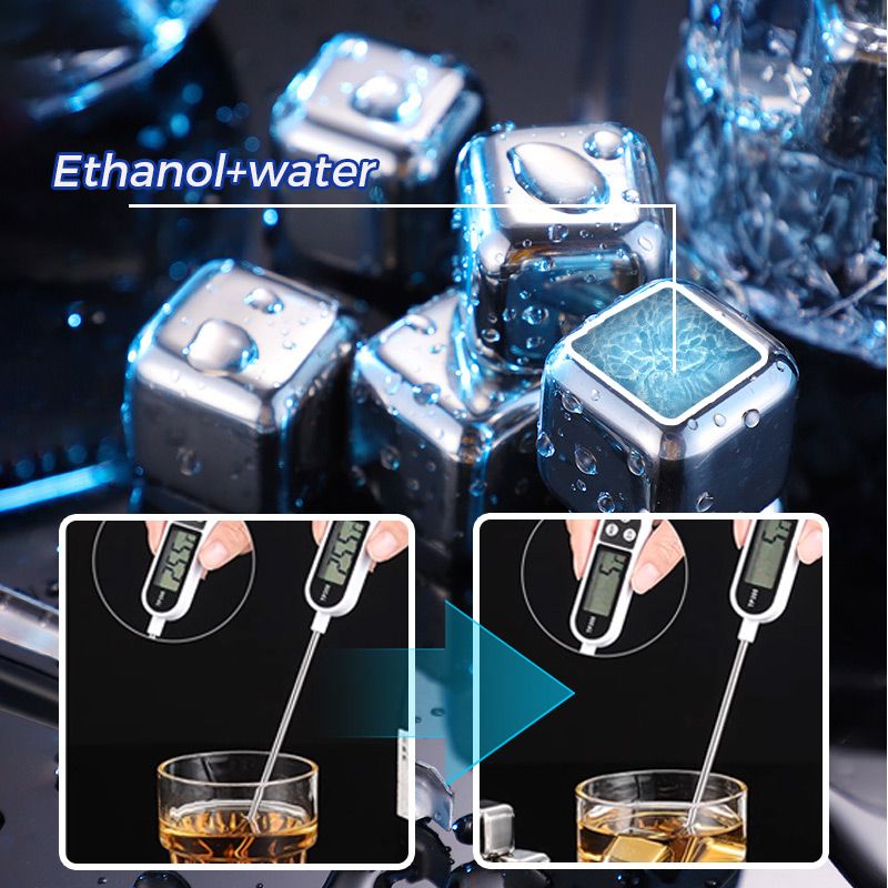 🔘🎁 4/6/8pcs Stainless Steel Ice Cubes – Food Grade 304 Steel, Fast Cooling, Reusable, Gift Box Included. Great for Home Bar, Party or Father’s Day Gift! 🍸🎉💪