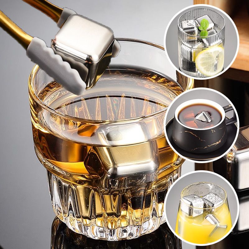 🔘🎁 4/6/8pcs Stainless Steel Ice Cubes – Food Grade 304 Steel, Fast Cooling, Reusable, Gift Box Included. Great for Home Bar, Party or Father’s Day Gift! 🍸🎉💪