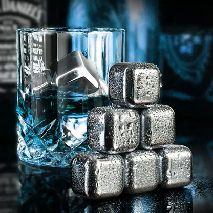 🔘🎁 4/6/8pcs Stainless Steel Ice Cubes – Food Grade 304 Steel, Fast Cooling, Reusable, Gift Box Included. Great for Home Bar, Party or Father’s Day Gift! 🍸🎉💪