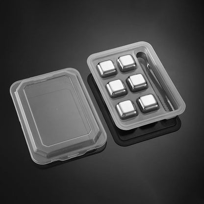 🔘🎁 4/6/8pcs Stainless Steel Ice Cubes – Food Grade 304 Steel, Fast Cooling, Reusable, Gift Box Included. Great for Home Bar, Party or Father’s Day Gift! 🍸🎉💪
