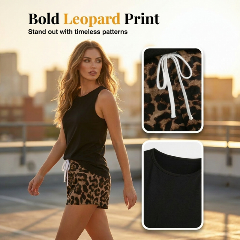 👕50% OFF! ✨ Women's Tank Top & Leopard Shorts Set – Casual, Bold, Stylish 🐆