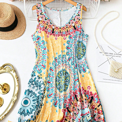 🌸Summer Hot Sale 50% Off✨Casual Sleeveless A-Line Printed Summer Dress