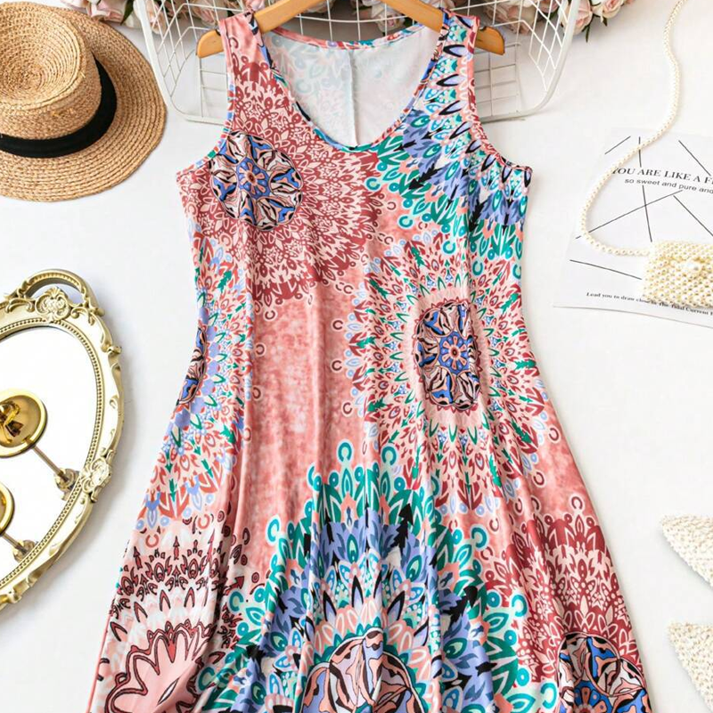 🌸Summer Hot Sale 50% Off✨Casual Sleeveless A-Line Printed Summer Dress