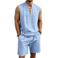 🧵  50% OFF! ✨ Men's Linen Sleeveless Set – Top & Shorts, Lace-Up, 7 Colors ☀️