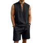 🧵  50% OFF! ✨ Men's Linen Sleeveless Set – Top & Shorts, Lace-Up, 7 Colors ☀️