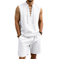 🧵  50% OFF! ✨ Men's Linen Sleeveless Set – Top & Shorts, Lace-Up, 7 Colors ☀️