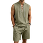 🧵  50% OFF! ✨ Men's Linen Sleeveless Set – Top & Shorts, Lace-Up, 7 Colors ☀️