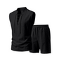 🧵  50% OFF! ✨ Men's Linen Sleeveless Set – Top & Shorts, Lace-Up, 7 Colors ☀️