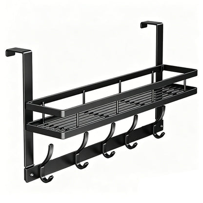🪄50% OFF! ✨ Over The Door Hooks with Basket – Heavy-Duty, Tool-Free, 50lb Capacity 🪣