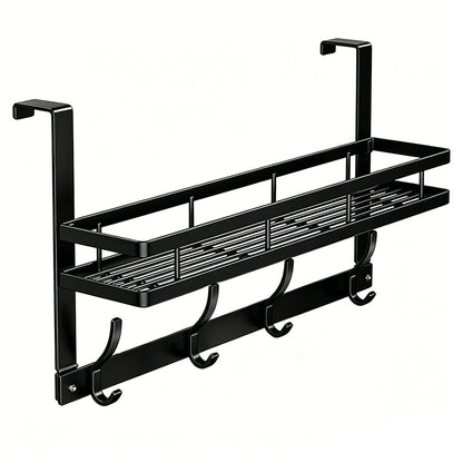 🪄50% OFF! ✨ Over The Door Hooks with Basket – Heavy-Duty, Tool-Free, 50lb Capacity 🪣