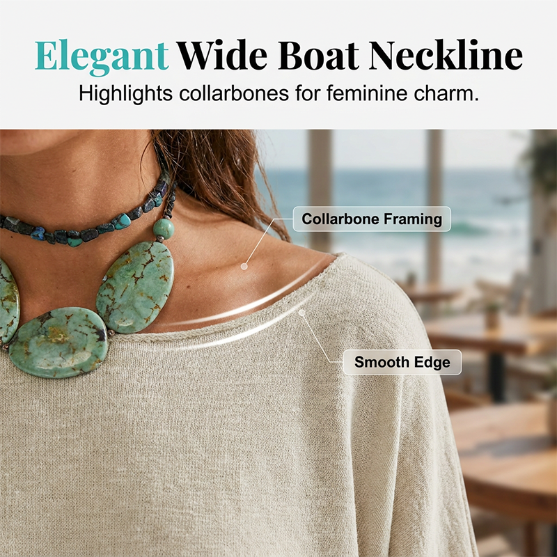 👚 50% OFF NOW! 🚤 Women's Solid Color Loose Fit Boat Neck Top – Soft, breathable & effortlessly chic – perfect for casual days or beach-ready style 🌊