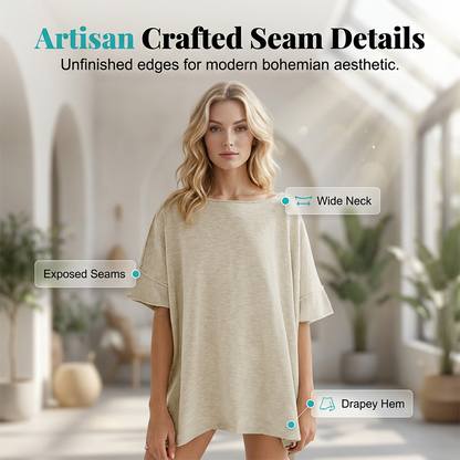 👚 50% OFF NOW! 🚤 Women's Solid Color Loose Fit Boat Neck Top – Soft, breathable & effortlessly chic – perfect for casual days or beach-ready style 🌊