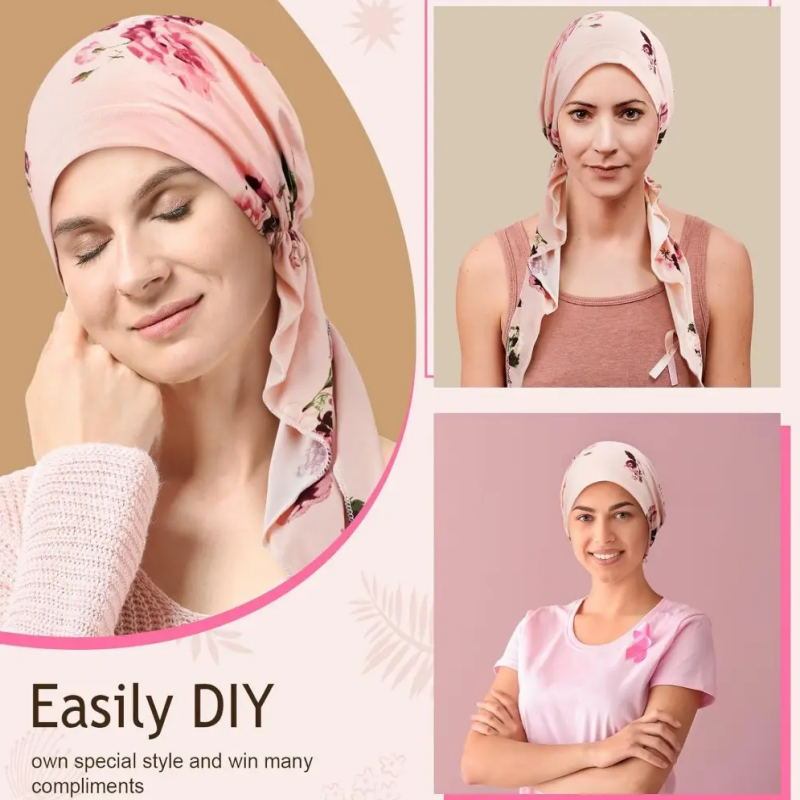 👒 50% OFF! ✨ Women's Floral Print Pre-Tied Head Scarf Turban – Soft, Elastic, Versatile 🌸