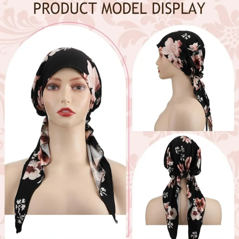 👒 50% OFF! ✨ Women's Floral Print Pre-Tied Head Scarf Turban – Soft, Elastic, Versatile 🌸