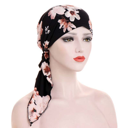 👒 50% OFF! ✨ Women's Floral Print Pre-Tied Head Scarf Turban – Soft, Elastic, Versatile 🌸