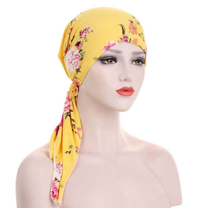 👒 50% OFF! ✨ Women's Floral Print Pre-Tied Head Scarf Turban – Soft, Elastic, Versatile 🌸